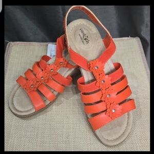 Orange Floral Strap Women's Sandals
